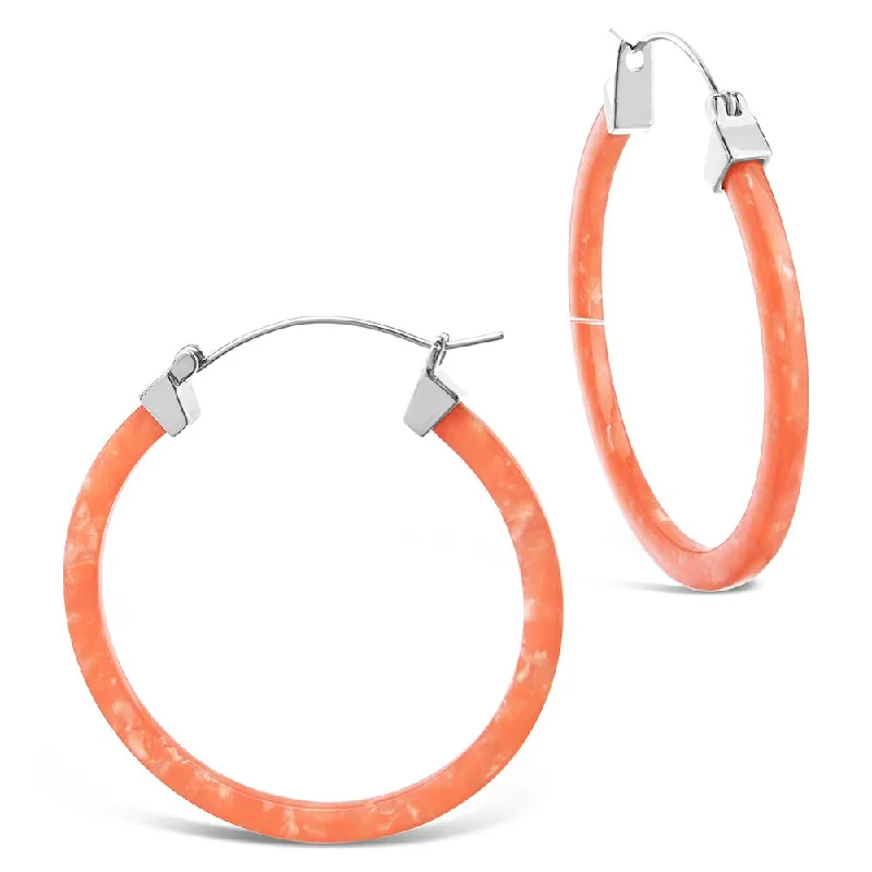 Best hoop earrings with angel wing accents for a spiritual and meaningful design-50mm Silver Resin Hoop Earrings