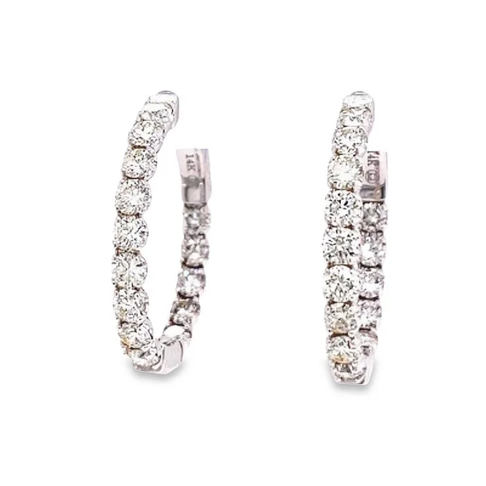 Best hoop earrings with turquoise stones for a bohemian-inspired vibe-Mountz Collection 2.51CTW Oval Diamond Hoop Inside-Outside Earrings in 14K White Gold