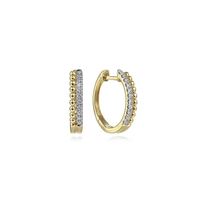 Best hoop earrings with custom engravings for a personalized and meaningful gift-Gabriel & Co. Bujukan Pavé Diamond Huggie Earrings in 14K Yellow Gold