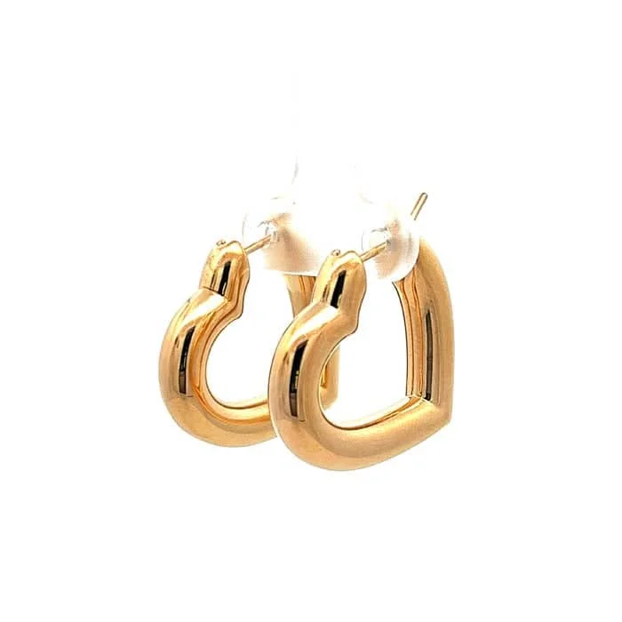 Hoop earrings with spiral designs for a dynamic and fluid look-Mountz Collection Heart-Shaped Electroform Hoop Earrings in 14K Yellow Gold