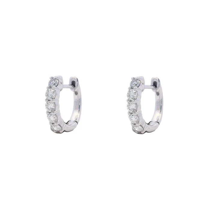 Hoop earrings with oversized designs for a bold, fashion-forward statement-Mountz Collection Diamond Huggie Earring in 14K White Gold