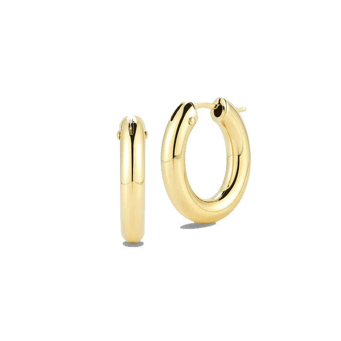 Hoop earrings with removable pendants for a versatile and customizable accessory-Roberto Coin Perfect Oval Hoop Earrings in 18K Yellow Gold