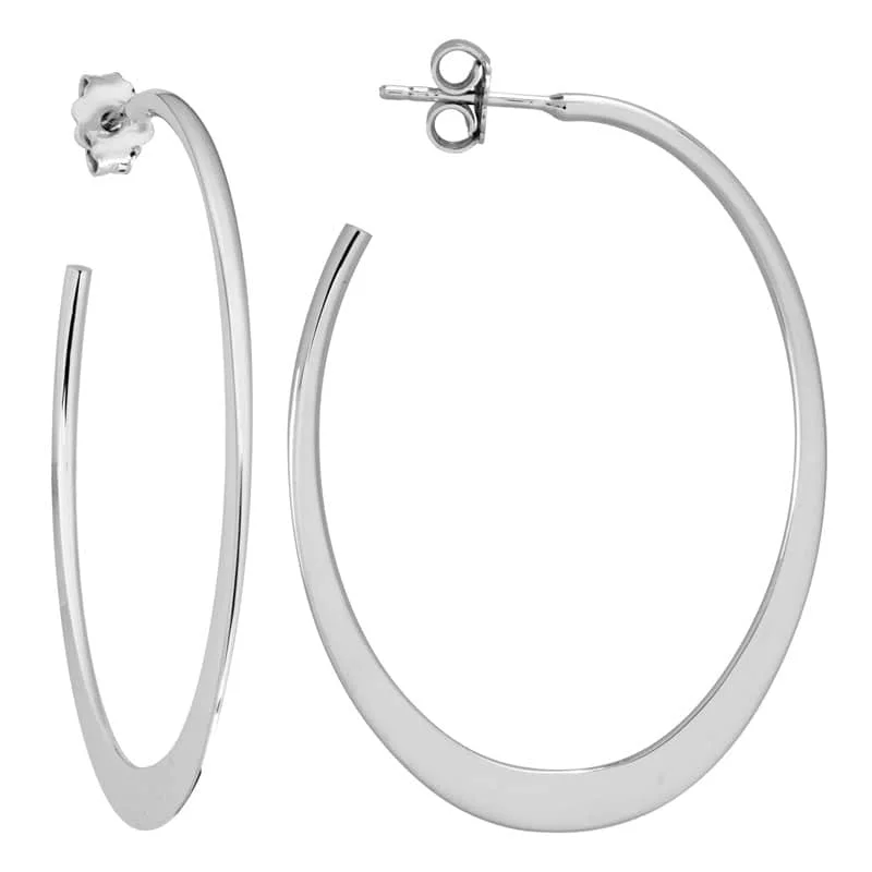 Best hoop earrings with blackened metal for an edgy and bold appearance-Mountz Collection Flat Oval Hoops in Sterling Silver