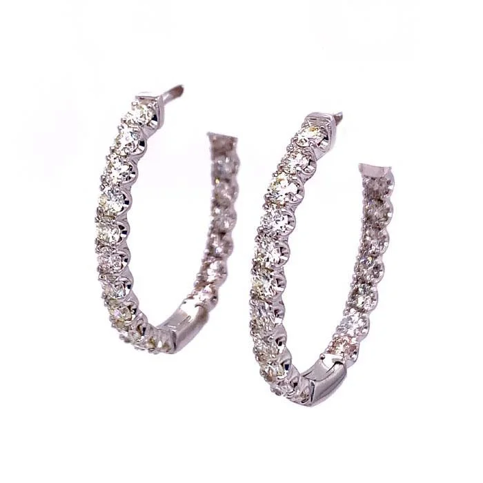 Small hoop earrings for a delicate and understated everyday wear-Mountz Collection Diamond Inside-Outside Oval Hoop Earrings in 14K White Gold