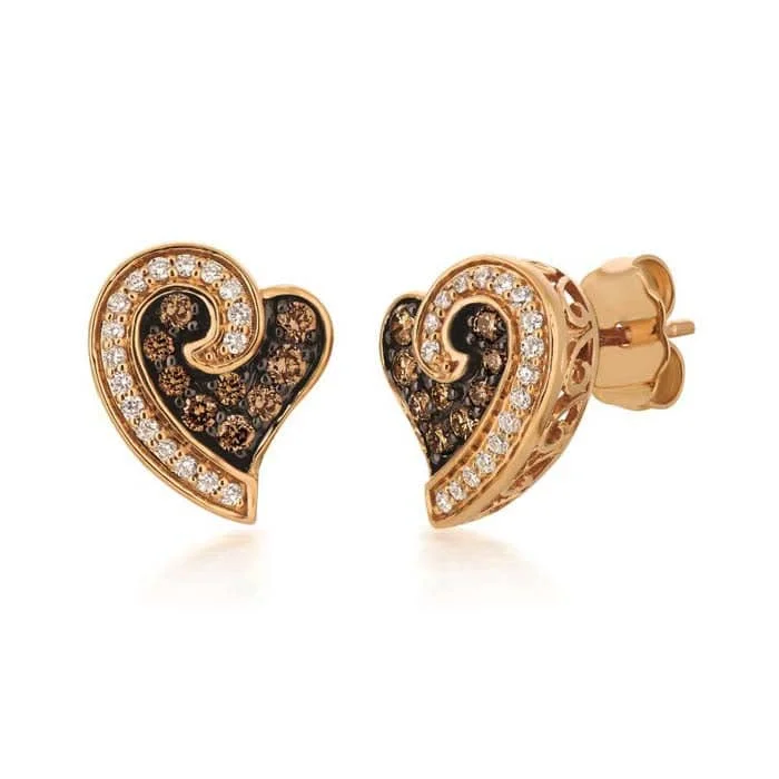 Best hoop earrings with sterling silver for an affordable and chic design-Le Vian Earrings featuring Chocolate and Vanilla Diamonds in 14K Strawberry Gold