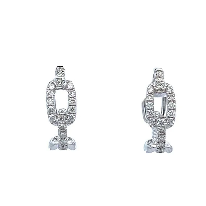 Best hoop earrings with vintage rhinestone embellishments for a retro-glam effect-Mountz Collection Diamond Link Huggie Earrings in 14K White Gold