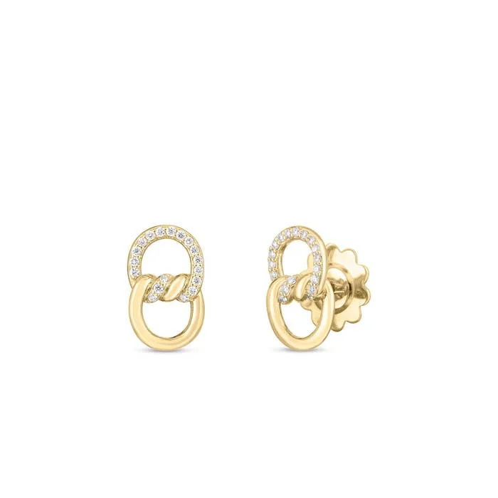 Best hoop earrings with gemstone accents for a colorful and elegant appearance-Roberto Coin Cialoma Chain Link Earrings with Diamonds in 18K Yellow Gold