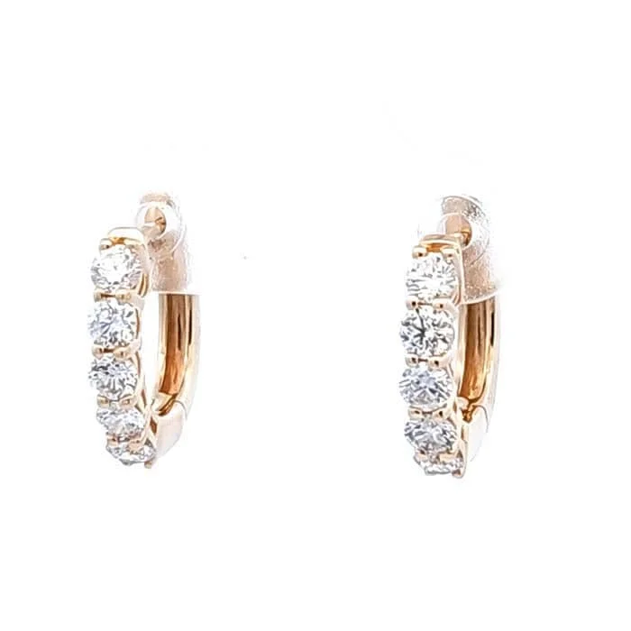 Best hoop earrings with minimalist designs for a clean and modern aesthetic-Mountz Collection .75-.81CTW 5-Stone Round Huggie Earrings in 14K Yellow Gold