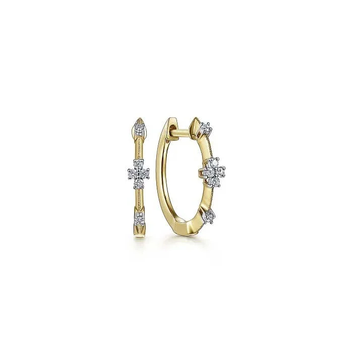 Best hoop earrings with infinity designs for a timeless and meaningful symbol-Gabriel & Co. Diamond Station Huggie Earrings in 14K Yellow Gold