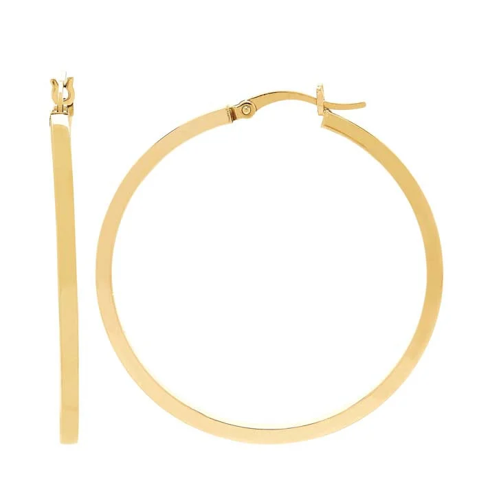 Best hoop earrings with smooth ceramic finishes for a polished, clean style-Mountz Collection 2mm x 40mm Square Tube Round Hoop Earrings in 14K Yellow Gold