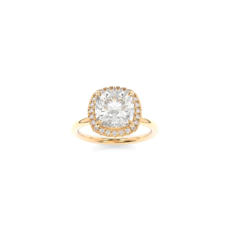 Engagement rings with floral halo of topaz -Alexis Solitaire Cushion