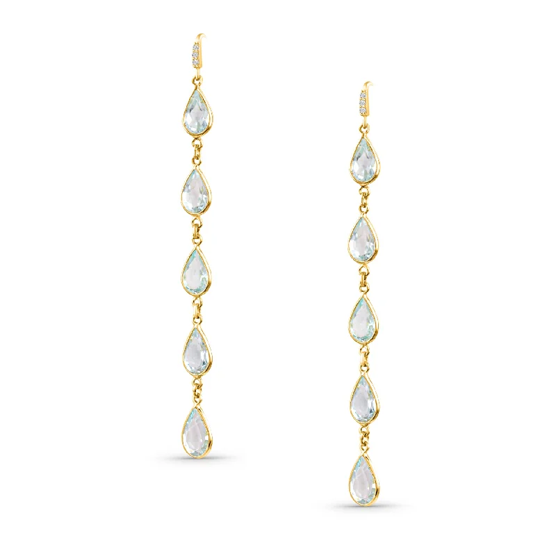 Large hoop earrings for a bold and statement-making fashion accessory-Aquamarine Pear Shape Earring In 18K Yellow Gold