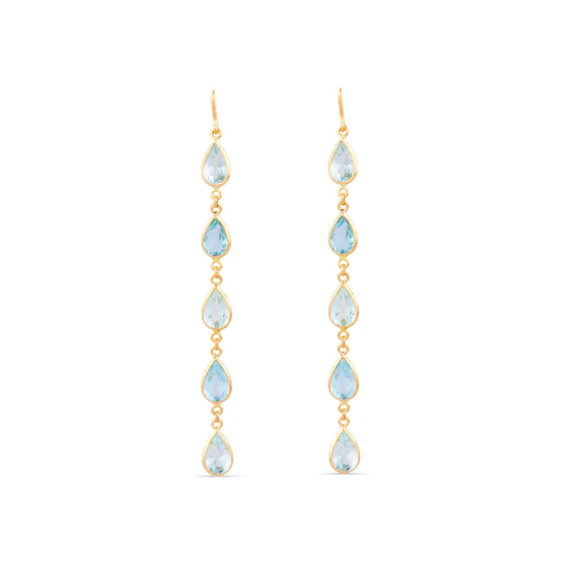 Best hoop earrings with rose gold for a romantic and warm aesthetic-Aquamarine Pear Shape Earring In 18K Yellow Gold