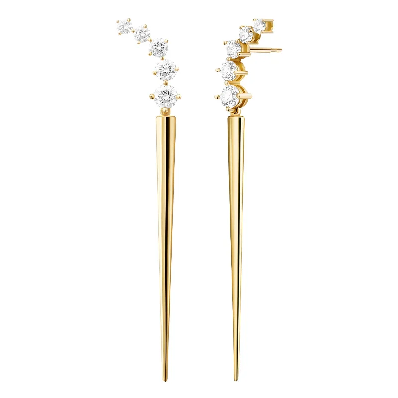 Best hoop earrings with vintage coins for a retro, antique-inspired style-ARIA DAGGER EARRING (Partial Diamond)