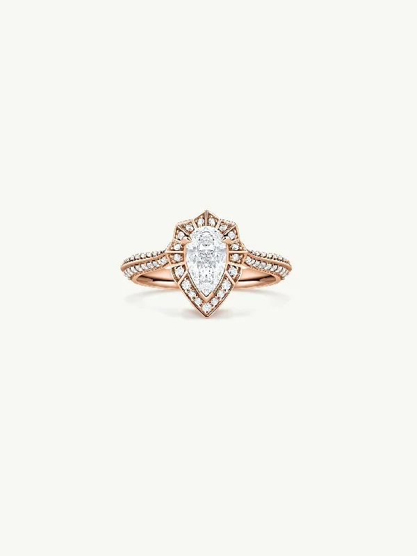 Engagement rings with leaf-inspired emerald designs -Atara Engagement Ring With Brilliant-Cut Pear-Shaped White Diamond In 18K Rose Gold