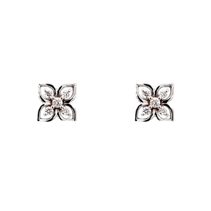 Best hoop earrings with crescent-shaped designs for a bold, moon-inspired style-Mountz Collection Diamond Flower Earrings in 14K White Gold