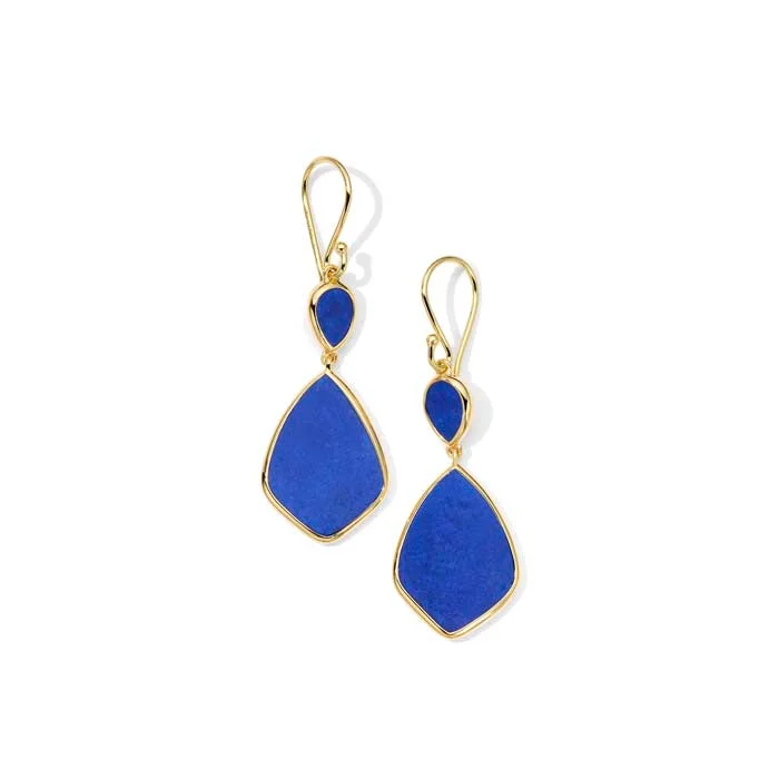 Small hoop earrings for a delicate and understated everyday wear-Ippolita Polished Rock Candy Lapis Lazuli Small Snowman Earrings in 18K Yellow Gold