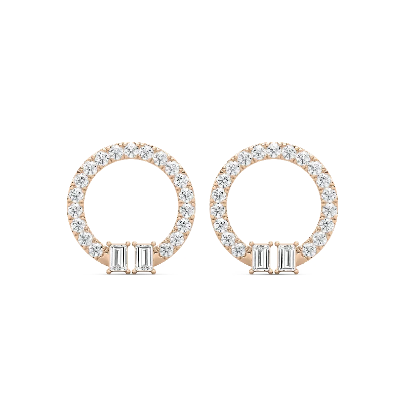 Best hoop earrings with minimalist designs for a clean and modern aesthetic-Baguette Circle Fashion Earring