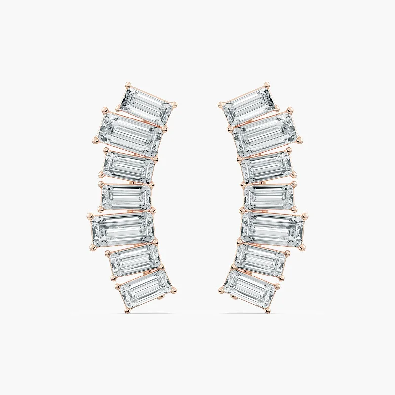 Best hoop earrings with asymmetrical designs for a fashion-forward, avant-garde look-Baguette Lab-Grown Diamond Climber Earrings