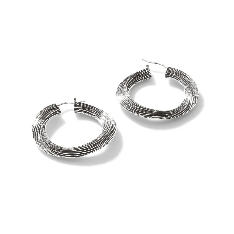 Classic hoop earrings with a thin profile for a sleek and subtle style-Bamboo Sterling Silver Hoop Earrings by John Hardy