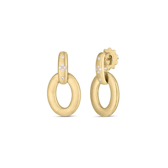 Hoop earrings with tortoiseshell designs for a chic and classic style-Roberto Coin Duchessa Small Door-Knocker Earrings with Diamonds in 18K Yellow Gold