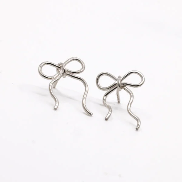 Hoop earrings with rhinestone-studded rims for a glamorous touch-Bow Studs in Sterling Silver