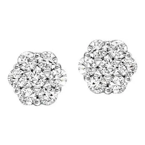 Hoop earrings with a matte finish for a sleek and sophisticated appearance-Mountz Collection 1/4CTW Diamond Bouquet Earrings in 14K White Gold