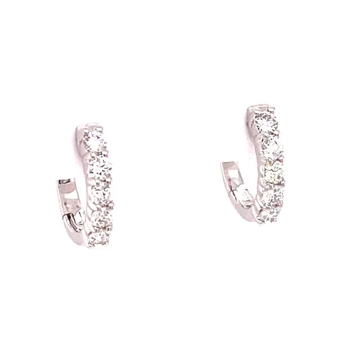 Best hoop earrings with minimalist designs for a clean and modern aesthetic-Mountz Collection Diamond Huggie Earring in 14K White Gold