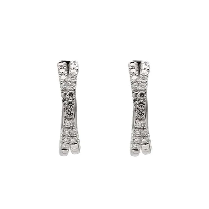 Hoop earrings with faceted crystals for added sparkle and shine-Mountz Collection Double Inside/Outside Hoop Earrings in 18K White Gold