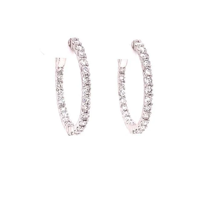 Best hoop earrings with Swarovski crystals for added sparkle and luxury-Mountz Collection 1.93TW Inside/Outside Round Diamond Hoop Earrings in 14K White Gold