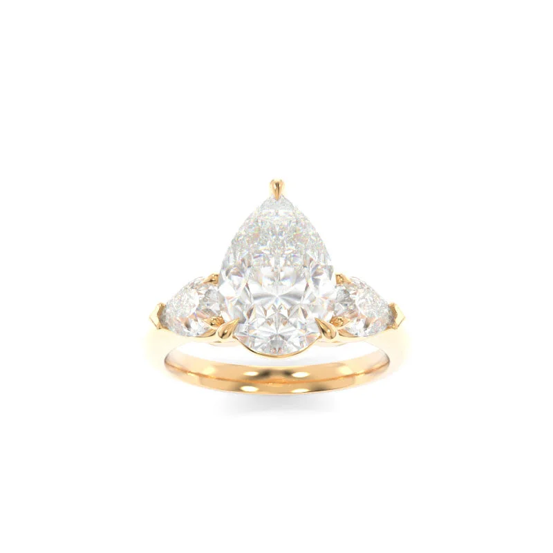 Custom engagement rings with engraved floral bands -Charlotte Solitaire Pear