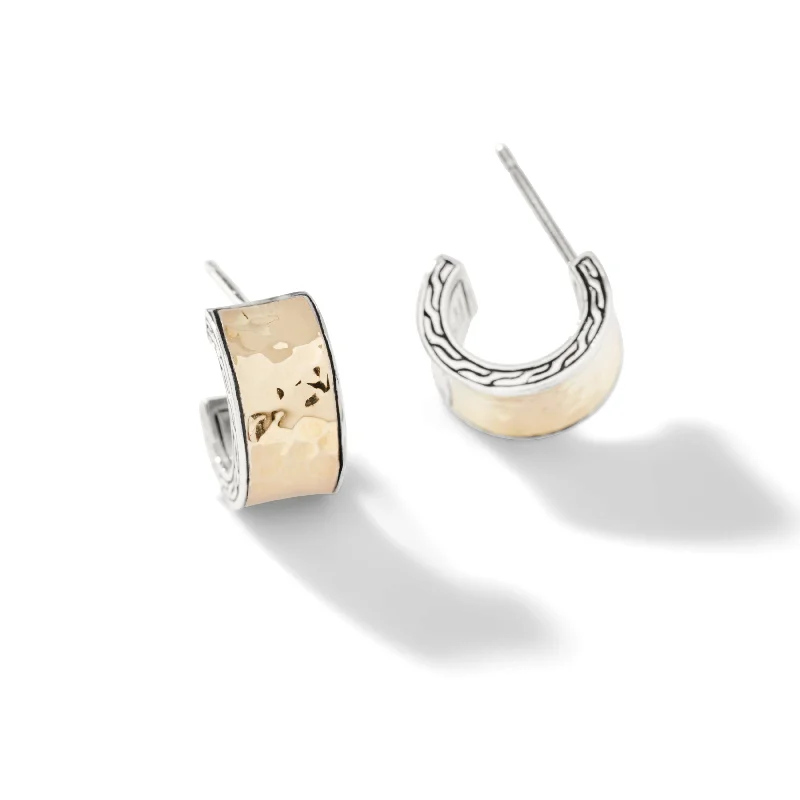 Hoop earrings with circle designs for a classic and timeless shape-Classic Chain Hammered 18K Gold & Silver Hoop Earrings by John Hardy