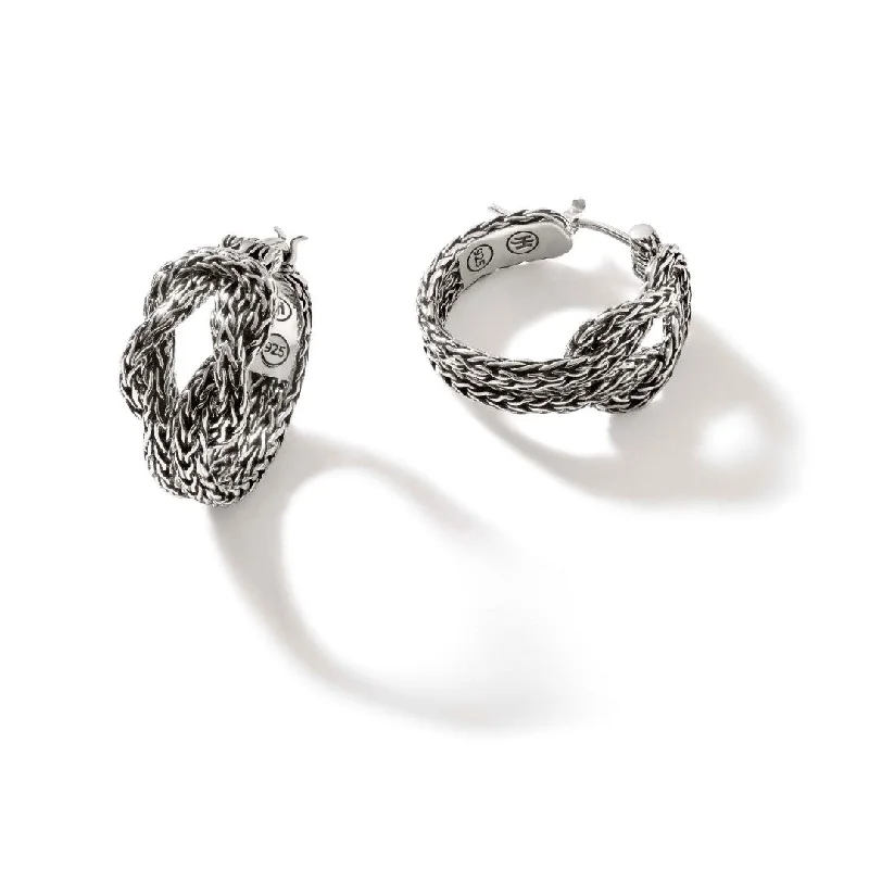 Best hoop earrings with geometric triangle shapes for a modern, chic design-Love Knot Silver 17mm Hoop Earrings by John Hardy