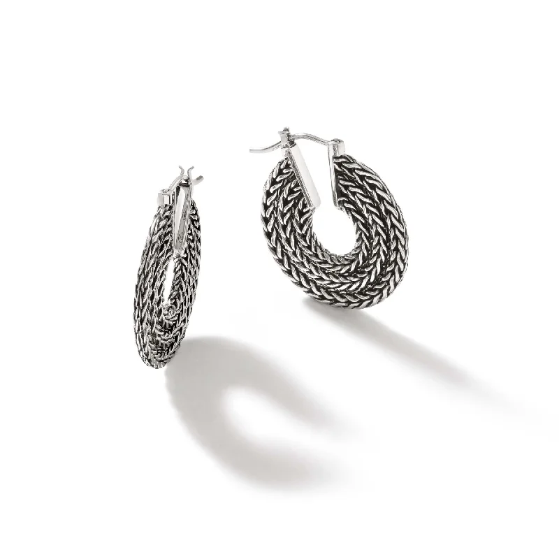 Hoop earrings with abstract wirework for an artistic, unique look-Classic Rata Chain Hoop Earrings by John Hardy