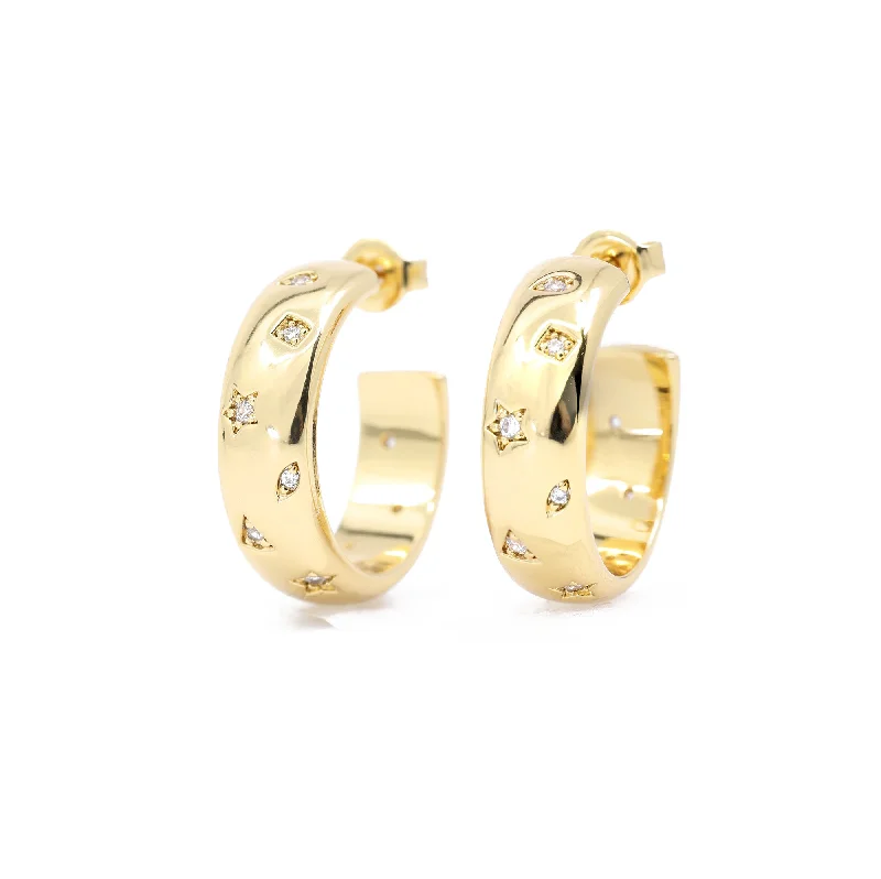 Hoop earrings with diamond-cut surfaces for added sparkle and shine-Constellation Biggie Hoop Earrings in Gold