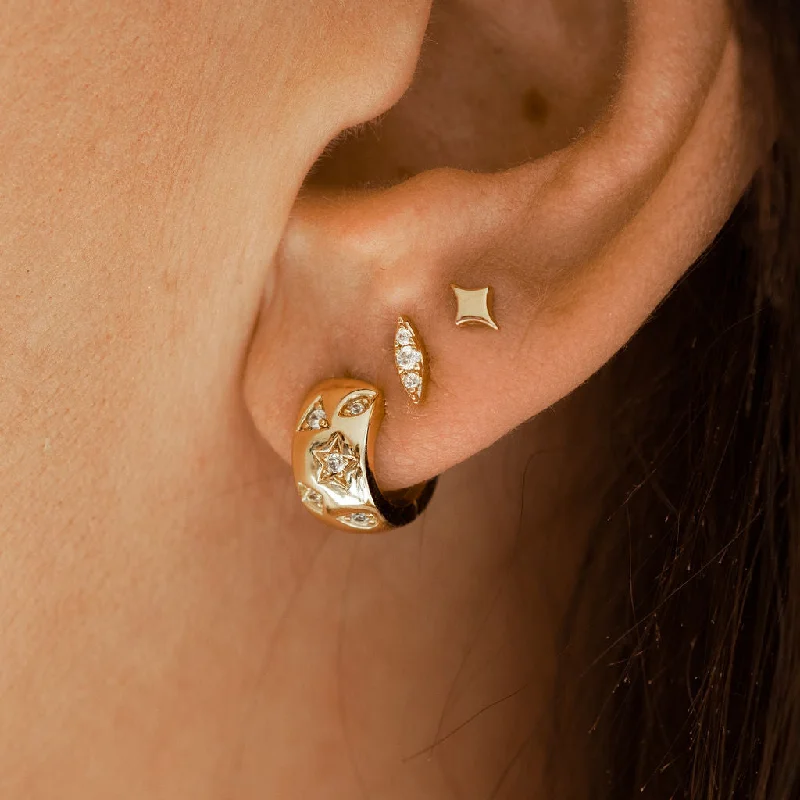 Hoop earrings with textured finishes for a vintage and classic style-Constellation Huggie Hoop Earrings in Gold