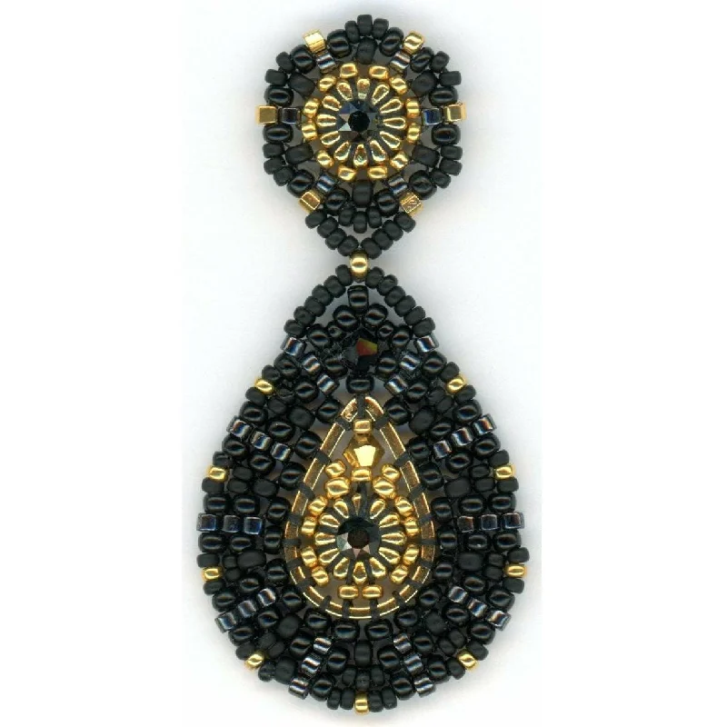 Best hoop earrings with Swarovski crystals for added sparkle and luxury-Miguel Ases Black Jet & Gold Mini Teardrop Earring