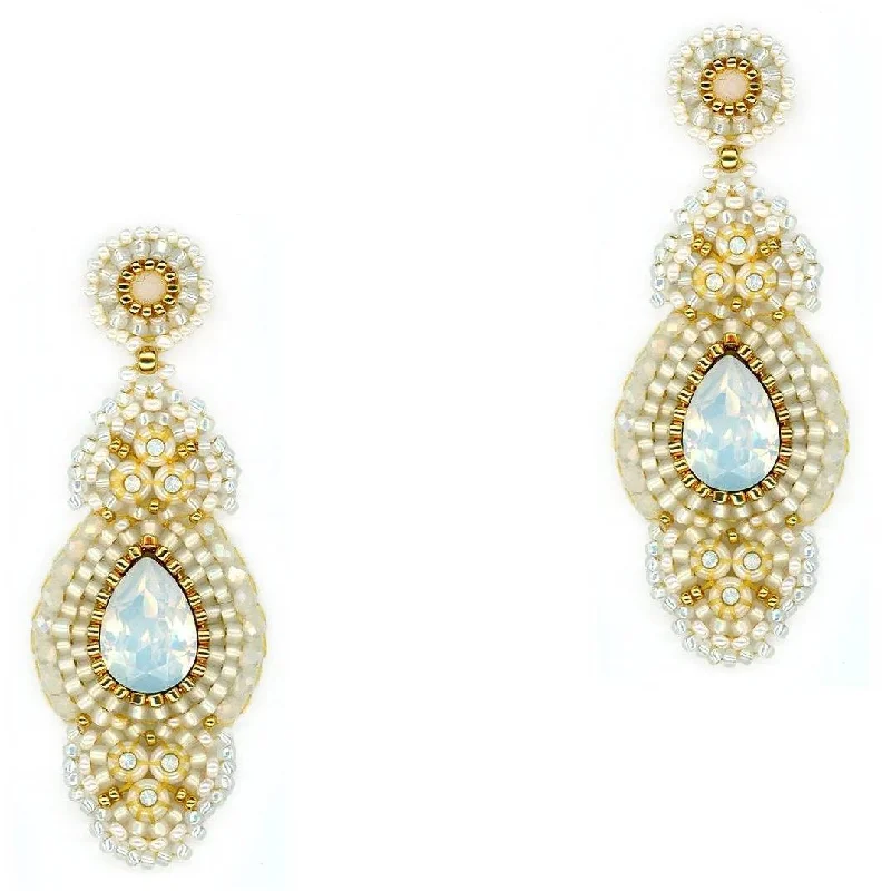 Best hoop earrings with vintage-style detailing for a nostalgic and timeless look-Miguel Ases Dendrobium Orchard's Teardrop with Opalescent Center