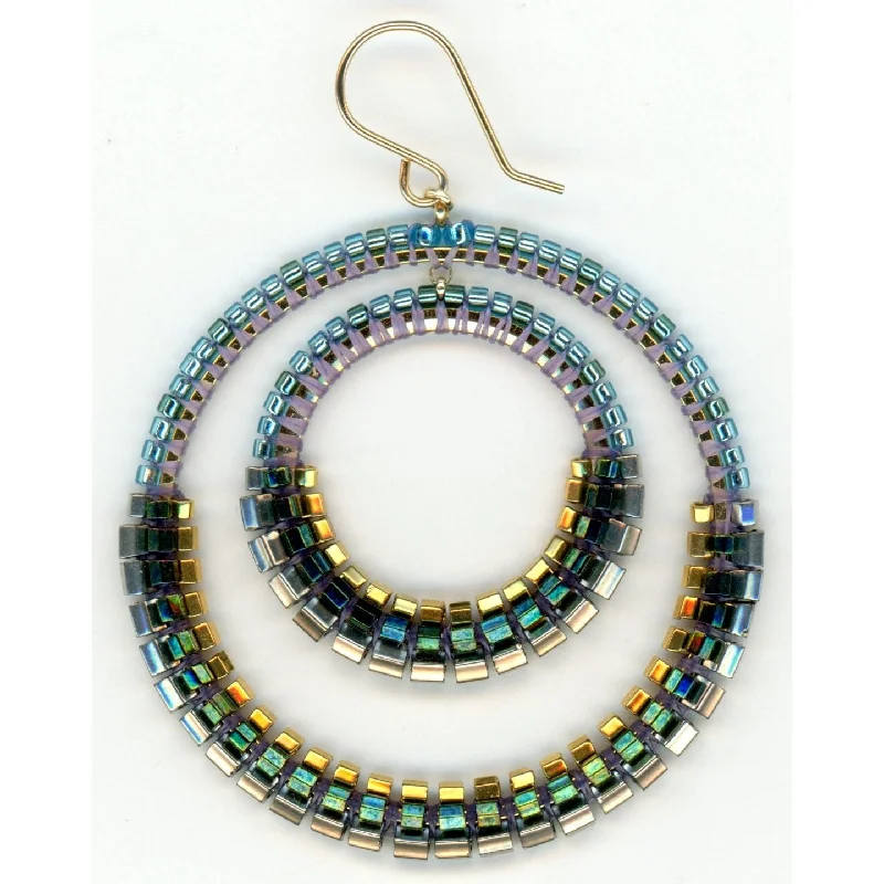 Hoop earrings with gold accents for a warm, elegant statement piece-MIGUEL ASES OCEAN MIX DOUBLE METALLIC HOOP EARRINGS