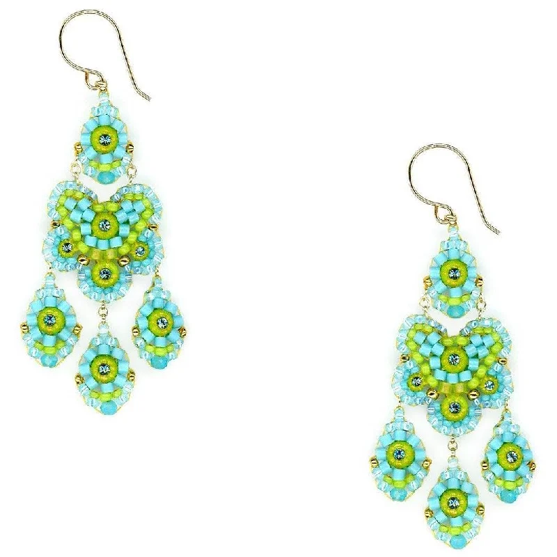 Best hoop earrings with snake chain details for a sleek and modern touch-Miguel Ases Turquoise Mini 3 Drop Chandelier