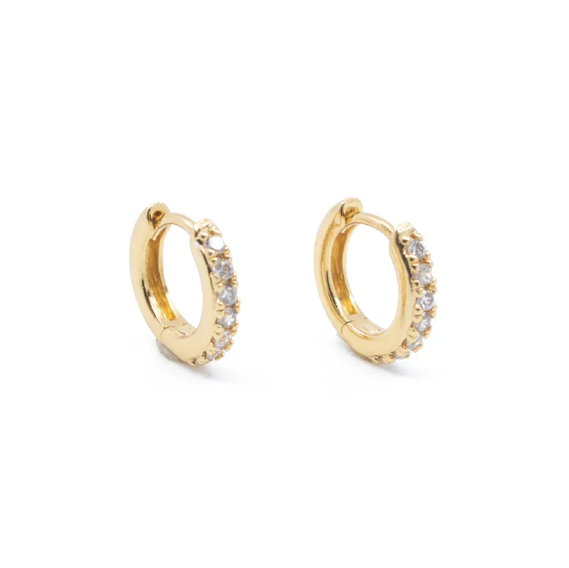 Hoop earrings with twisted leather for a chic and modern boho look-CZ Diamond Huggie Hoops Earrings in Gold