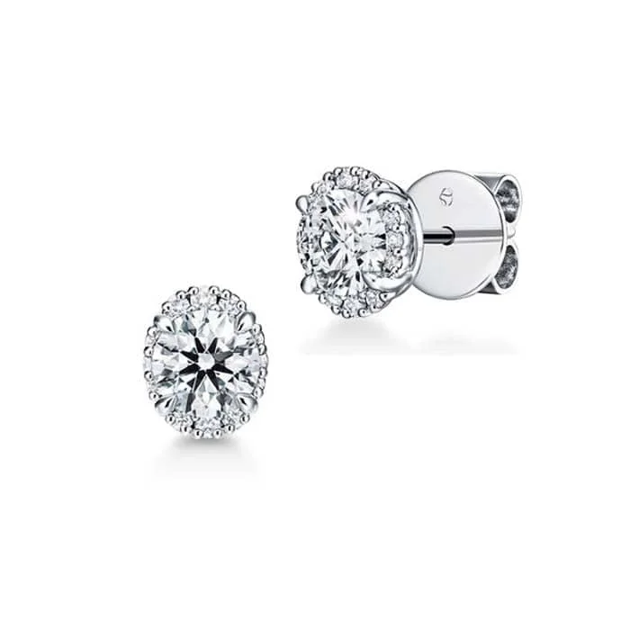 Classic hoop earrings with a thin profile for a sleek and subtle style-Hearts On Fire 1.05CTW Ellipse Diamond Earrings in 18K White Gold