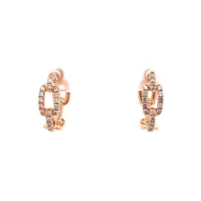 Small hoop earrings for a delicate and understated everyday wear-Mountz Collection Diamond Link Huggie Earrings in 14K Yellow Gold