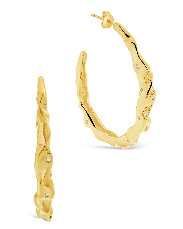 Hoop earrings with infinity loop designs for a continuous and eternal shape-Damaris CZ Molten Metal Hoop Earrings