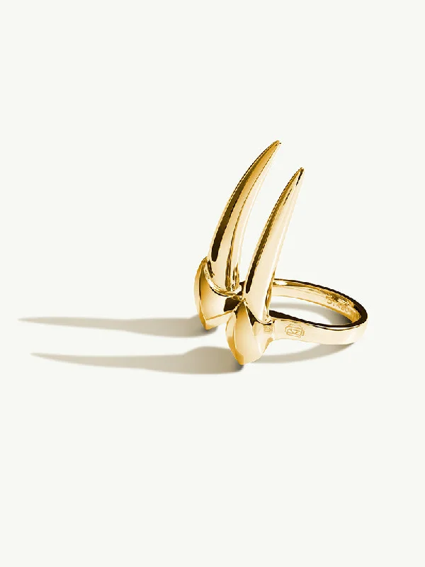 Engagement rings with engraved initials inside bands -Damian Brevis Horn Talisman Ring In 18K Yellow Gold