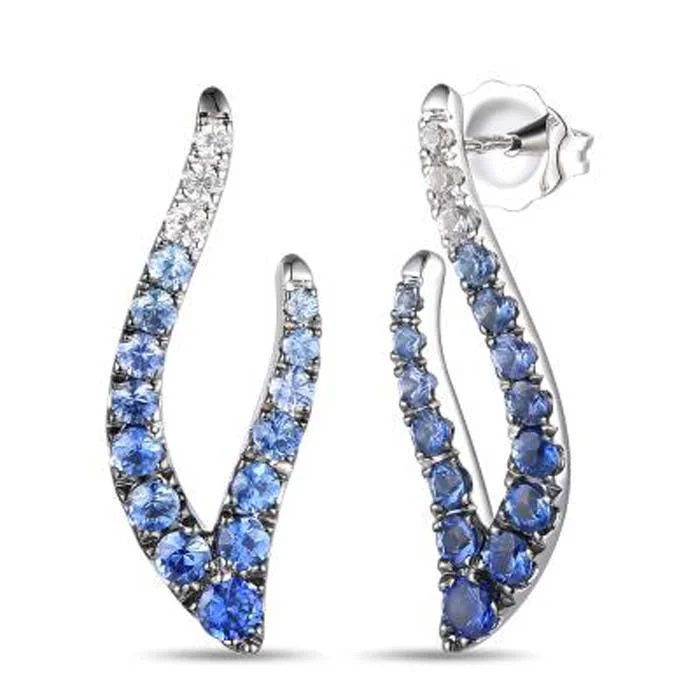 Hoop earrings with rhinestone-studded rims for a glamorous touch-Le Vian Earrings featuring Denim Ombré Sapphires in 14K Vanilla Gold