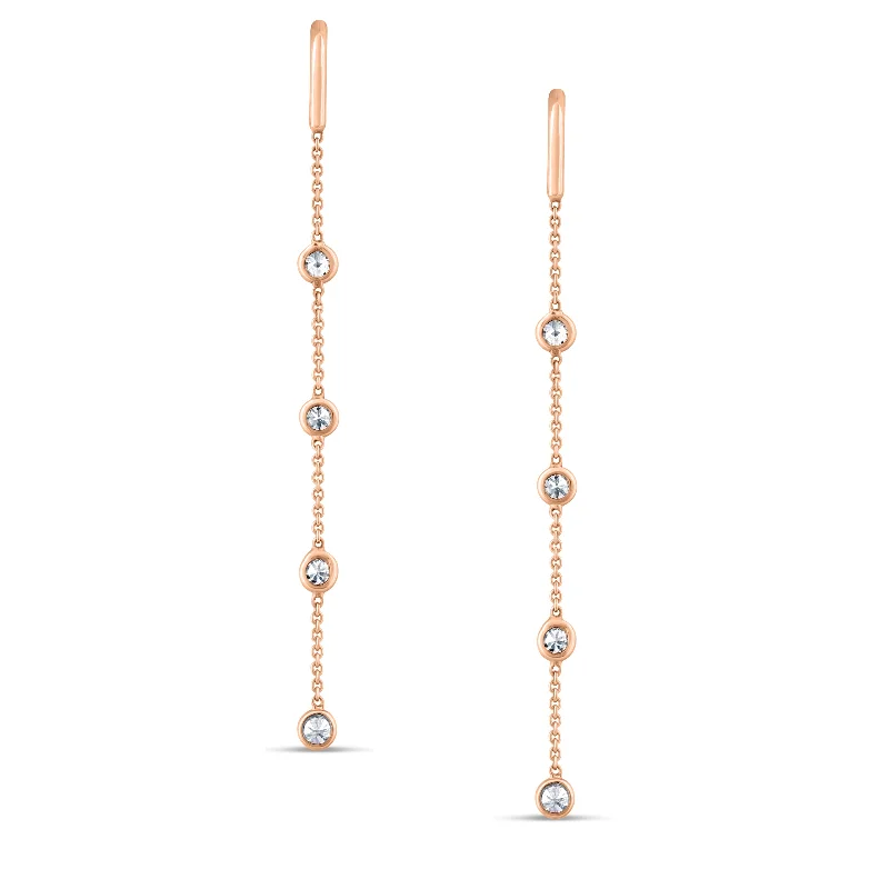 Hoop earrings with faceted crystals for added sparkle and shine-Diamond Rd. Earring In 18K Rose Gold