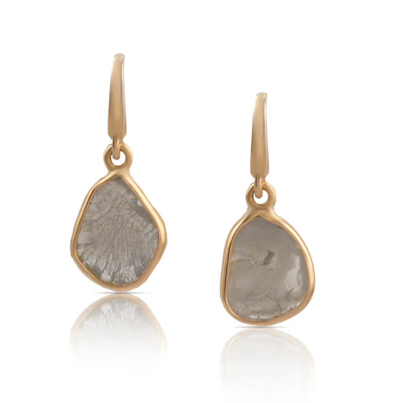 Best hoop earrings with geometric pendants for a modern, chic appeal-Diamond Slice Earring In 18K Yellow Gold