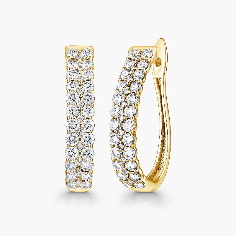 Hoop earrings with artistic filigree designs for an intricate, delicate finish-Double Row Hinge Back Hoops