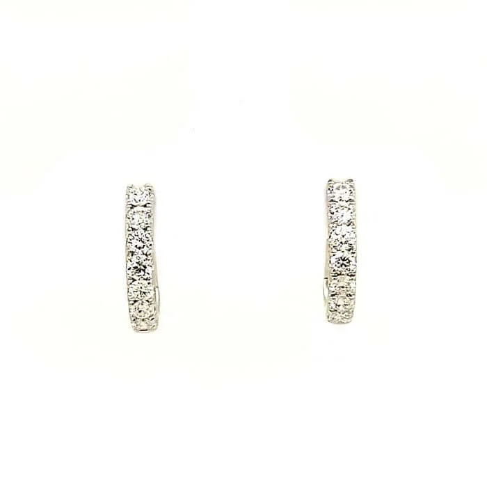 Hoop earrings with pearl accents for a chic and classic style-Mountz Collecton Diamond Huggie Earrings in 14K White Gold